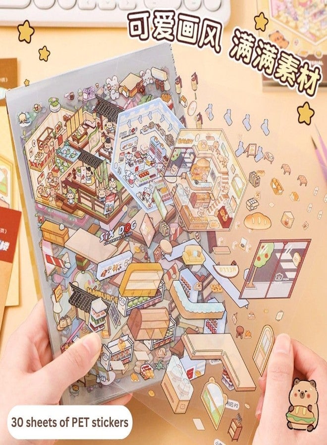 فيماس كواليتي مجموعة ملصقات ثلاثية الأبعاد عالية الجودة من 50 ورقة - كتاب تجميع مشاهد للأطفال والكبار، ملصقات لطيفة لصنع متجر أو منزل، هدايا، علاج بالملصقات، تخفيف التوتر، تمضية الوقت، حديقة ألعاب - Image 2